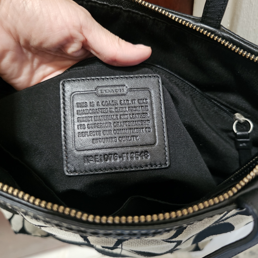 Coach Black and Tan Signature Tote - Picture 4 of 7